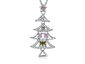 Rainbow Swarovski Tall Christmas Tree Necklace in 14K Gold Plating - White Gold
