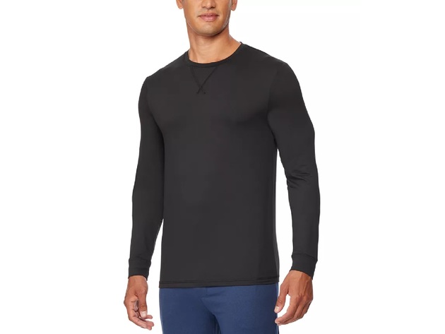 32 Degrees Men's Ultra Lux Long-Sleeve Sleep T-Shirt Black Size Medium
