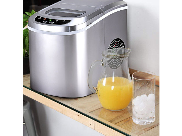 Costway Sliver Portable Compact Electric Ice Maker Machine Mini Cube 26lb/Day - Sliver