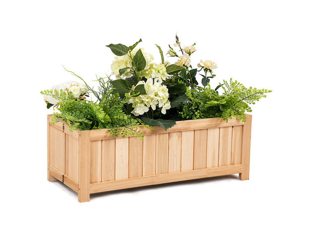 Costway Rectangle Wood Flower Planter Box Portable Raised Vegetable Patio Lawn Garden Folding
