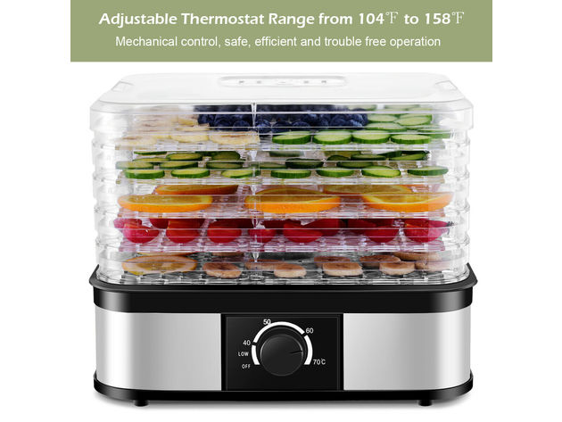 Costway Food Dehydrator 5 Tray Food Preserver Fruit Vegetable Dryer Temperature Control - as pic