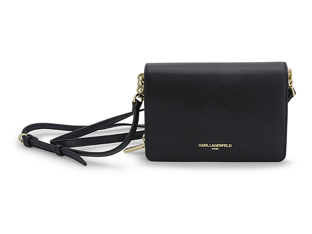 Karl Lagerfeld Simone Black & Gold Leather Crossbody (Store-Display Model)