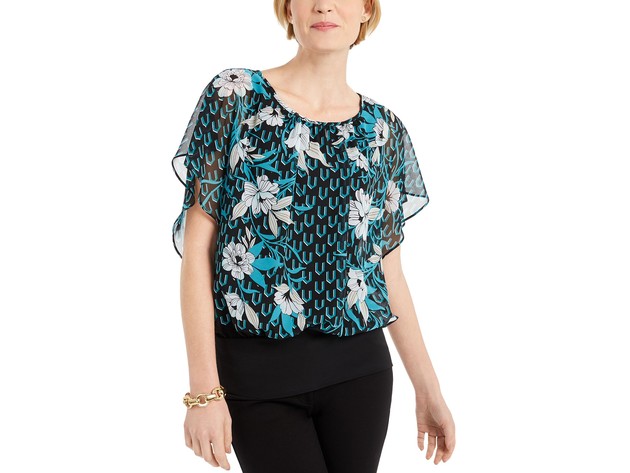 Jm collection flutter sleeve top deals