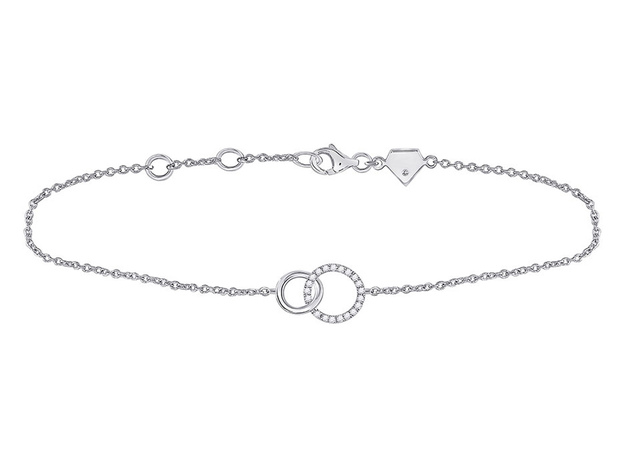 1/12 Carat (ctw G-H, I2-I3) Accent Diamond Circle Bracelet in Sterling Silver