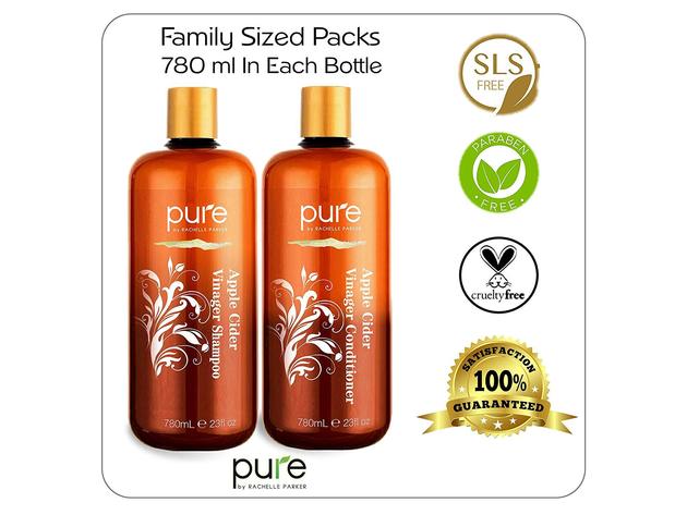 Apple Cider Vinegar Shampoo and Conditioner Set. Sulfate Free Shampoo Conditioner Set for Damaged, Oily Hair.