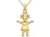 10K Yellow Gold Polished Girl Charm Pendant Necklace with Chain