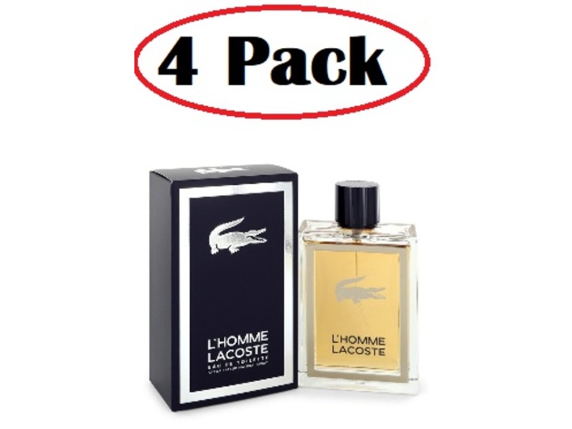4 Pack of Lacoste L'homme by Lacoste Eau De Toilette Spray 5 oz