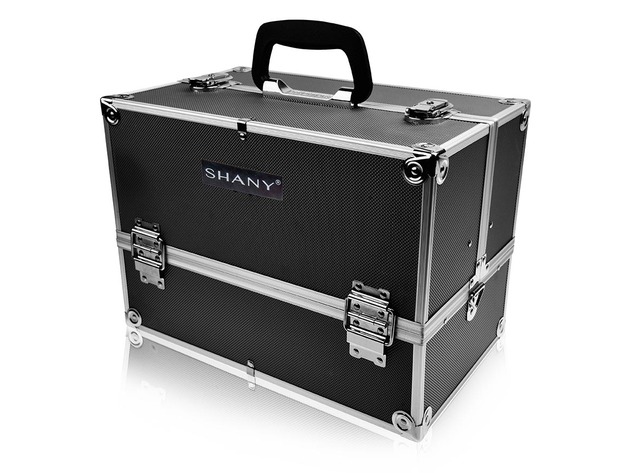SHANY Essential Pro Makeup Train Case with Shoulder Strap and Locks - JET BLACK