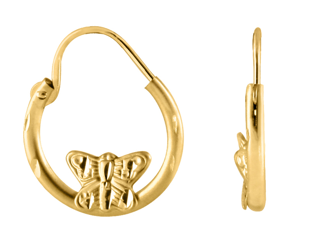 Baby Sleeper Butterfly Hoop Earrings in 14K Yellow Gold