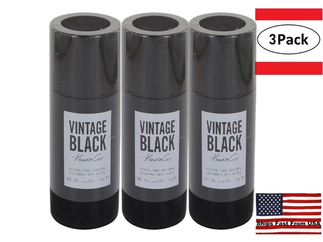 3 Pack Kenneth Cole Vintage Black by Kenneth Cole Deodorant Stick (Alcohol Free) 2.6 oz for Men