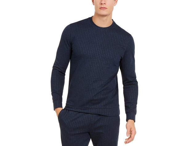 Alfani Men's Classic-Fit Stretch Stripe Knit Sweatshirt Black Size Extra Large