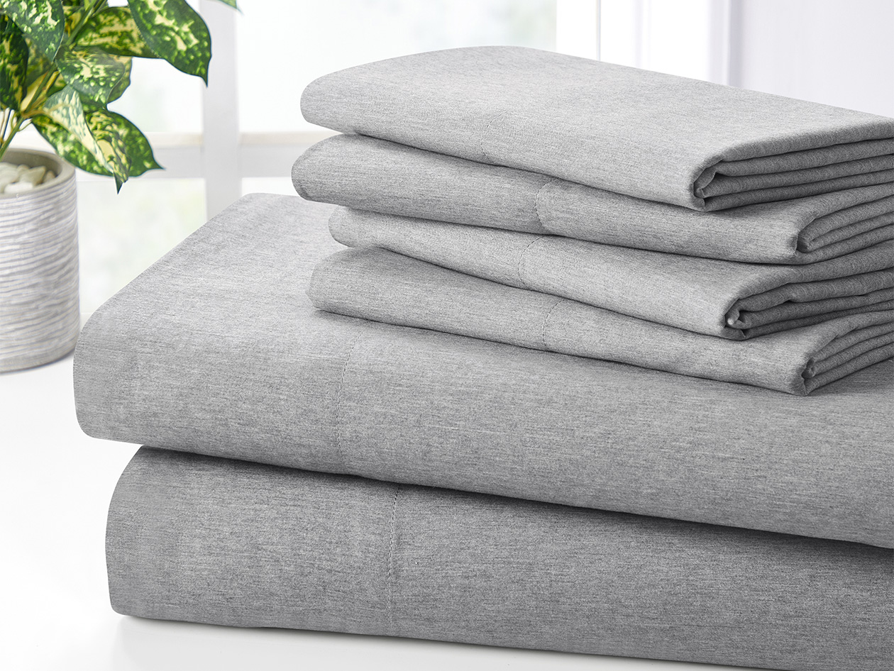 Bamboo Blend Chambray Sheet Set (Silver/Full)