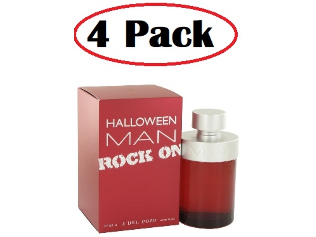 4 Pack of Halloween Man Rock On by Jesus Del Pozo Eau De Toilette Spray 4.2 oz