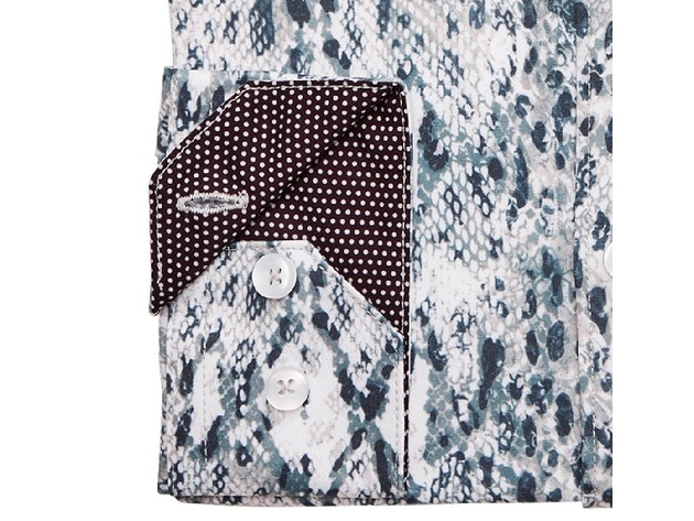 Tallia  Men's Slim-Fit Performance Stretch Snakeskin-Print Dress Shirt Size 16.5x34-35