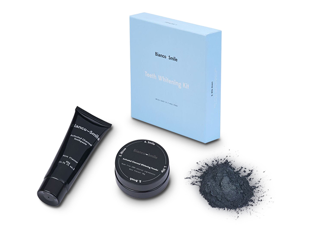 Bianco Smile Complete Activated Charcoal Teeth Whitening Pack: Powder, Toothpaste & Whitening Gel