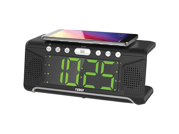 Naxa NRC190 Dual Alarm Clock with Qi Wireless Charging