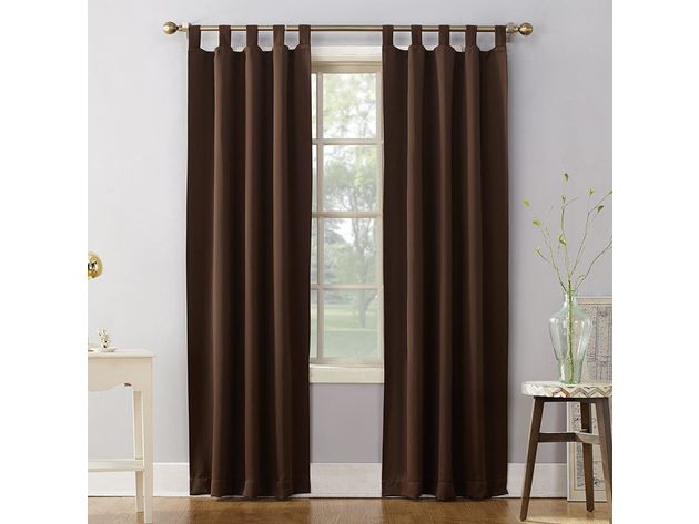Sun Zero Kenneth Energy Evan Energy Saving Blackout 40 X 63 Inch Tab Top Single Curtain Panel, Chocolate