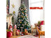 7 Foot Unlit Snowy Hinged Christmas Tree w/ 1180 Mixed Tips & Red Berries