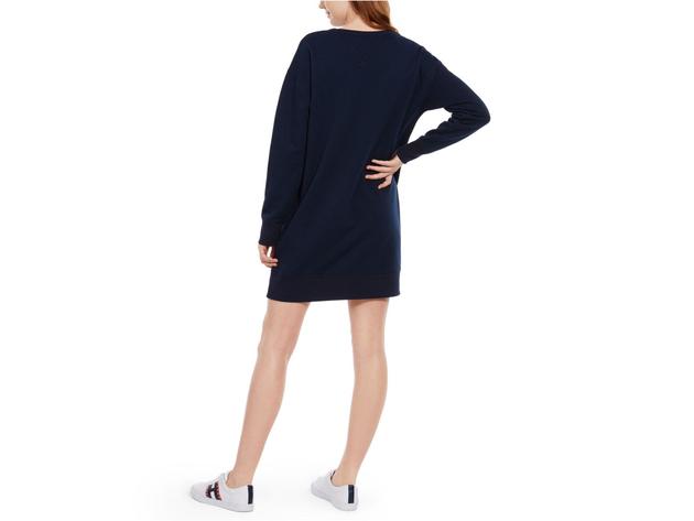 Tommy Hilfiger Women's Sport Colorblocked Varsity Fleece Dress Black Size Extra Small
