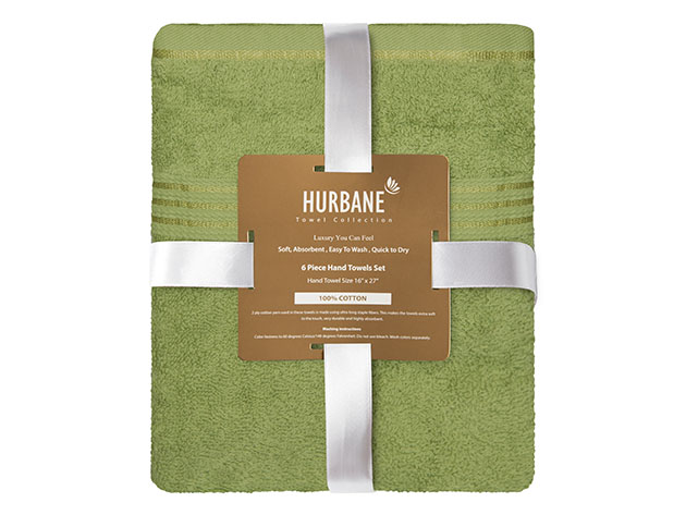 Hurbane Home 6-Piece Hand Towel Set (Large/Green)