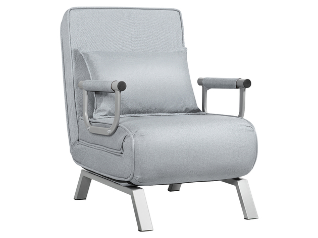 Costway Folding 5 Position Convertible Sleeper Bed Armchair Lounge w/ Pillow - Light Gray