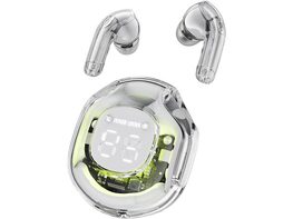 Transparent Bluetooth Earbuds with LED Power Display Charging Case