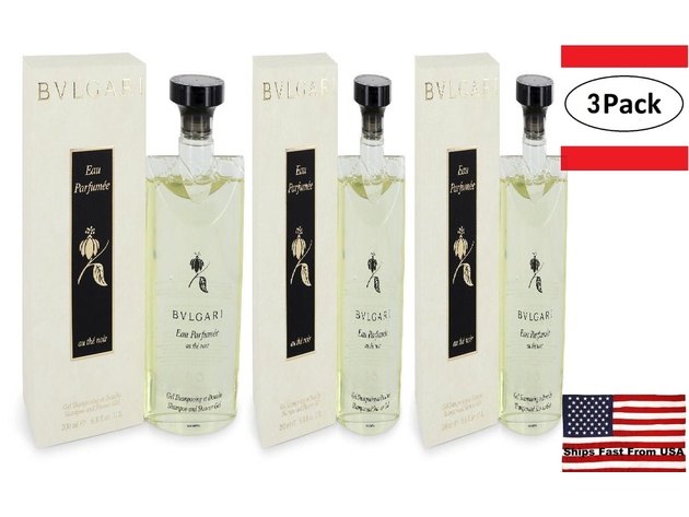 3 Pack Bvlgari Eau Parfumee Au The Noir by Bvlgari Shower Gel 6.8 oz  for Women