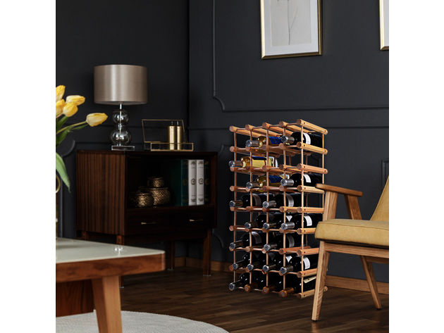 Costway Wood Wine Rack Stackable Storage Storage Display Shelves (40 ...