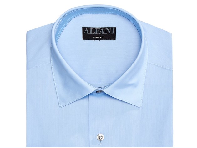 Alfani Men's Solid Athletic Fit Dress Shirt Blue Size 14-32-33