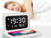 Alarm Clock with 10W Wireless Charging & LED Display (White/2-Pack)