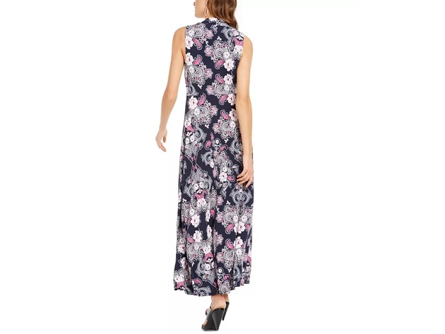 INC International Concepts Women's Printed Maxi Dress Black Size Large