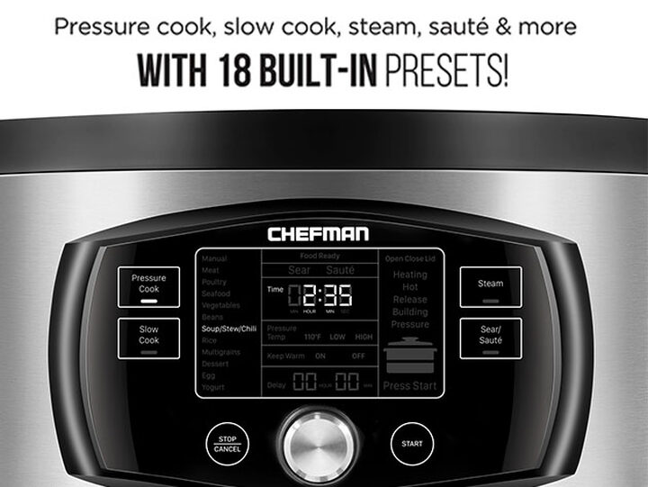 Chefman Extra Large Multi-Function Oval Pressure Cooker, 8 Qt 
