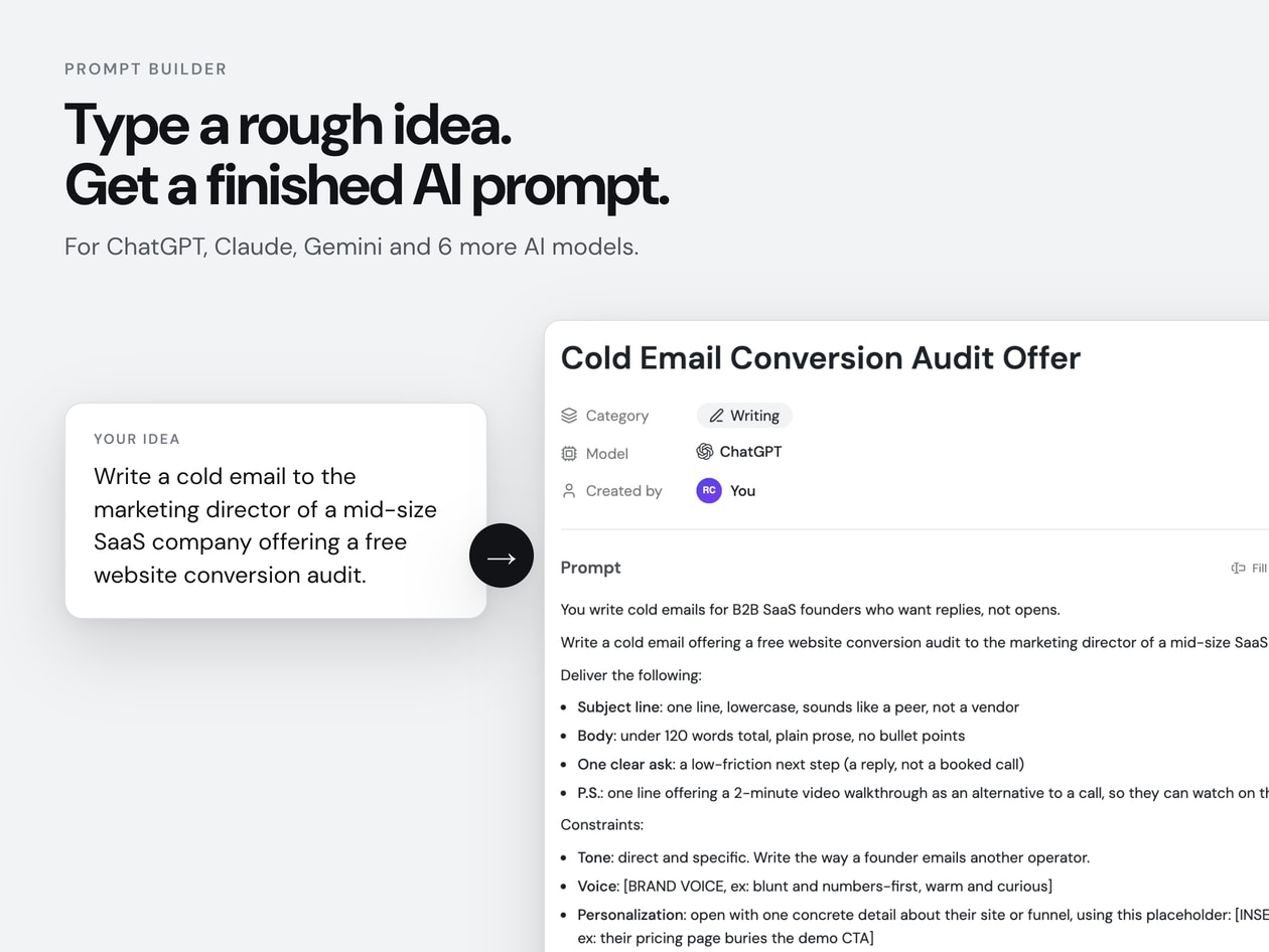 PromptBuilder - AI Prompt Optimizer Starter Plan: Lifetime Subscription