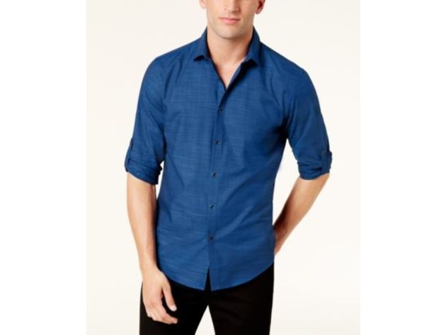 Alfani Men's Warren No Pocket Long Sleeve Shirt  Blue Size Small