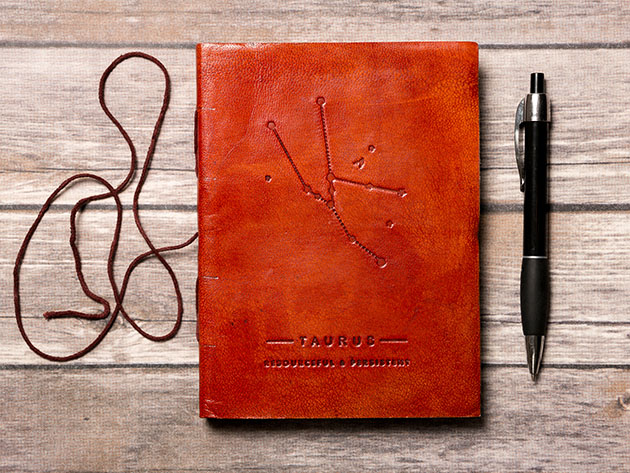 Zodiac Sign Handmade Leather Journal (Taurus)