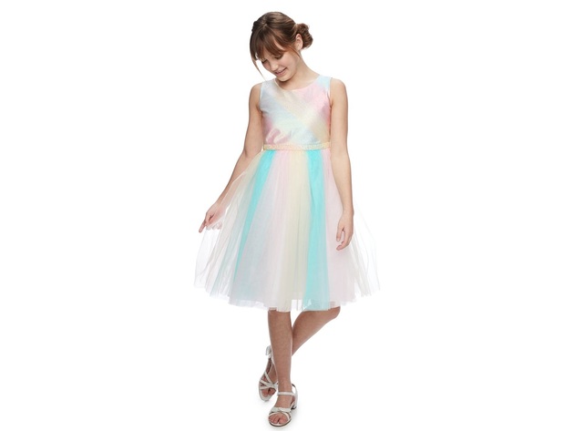 Bonnie Jean Girls Bonnie Jean Metallic Rainbow Dress Size 8