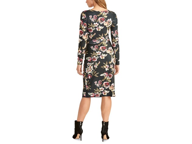 Rachel Rachel Roy Women's Floral Faux Wrap Midi Dress Black Size Large