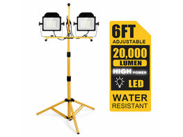 Costway 200W 20,000lm LED Dual-Head Work Light w/Adjustable Tripod Stand IP65 Waterproof - Yellow ( As Picture Show)
