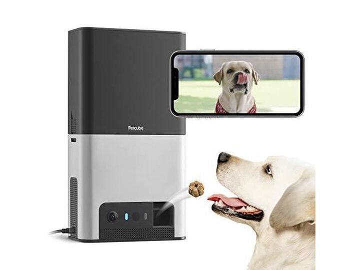 Smart Treat Dispenser with 2-Way Camera for Dogs Cats, 2.4Ghz & 5Ghz WiFi,  1080P Camera, Live Video, Auto Night Vision, 2-Way Audio, Compatible with  Alexa 