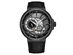 Stührling Legacy Automatic 45mm Skeleton Dual Time Watch (Black Dial/Black Leather/Black Case)