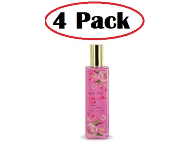 4 Pack of Bodycology Pink Vanilla Wish by Bodycology Fragrance Mist Spray 8 oz