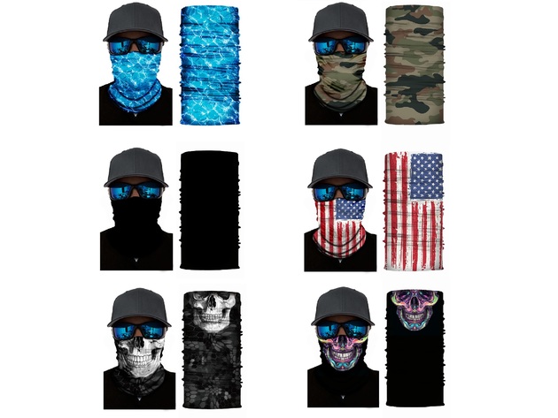 Pack of 10 Face Covering Mask Neck Gaiter Fishing and Hunting - Bulk Wholesale - US Flag