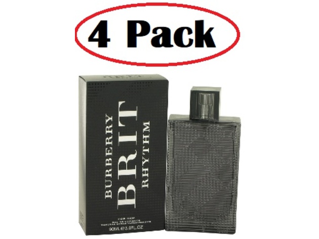 4 Pack of Burberry Brit Rhythm by Burberry Eau De Toilette Spray 3 oz