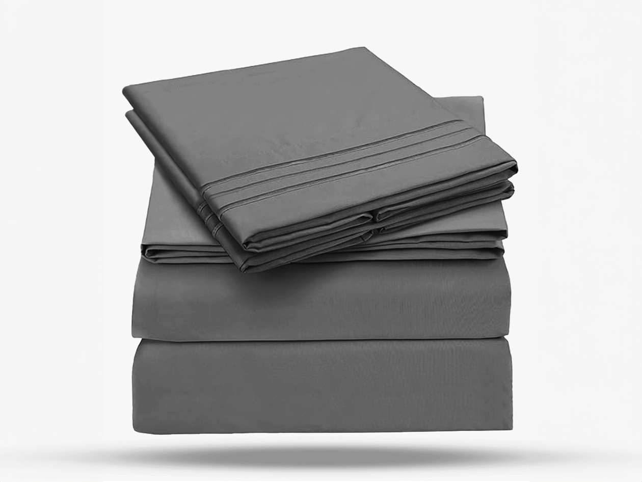 The Luxe 4-Piece Microfiber Bed Sheet Set (Charcoal/Twin)