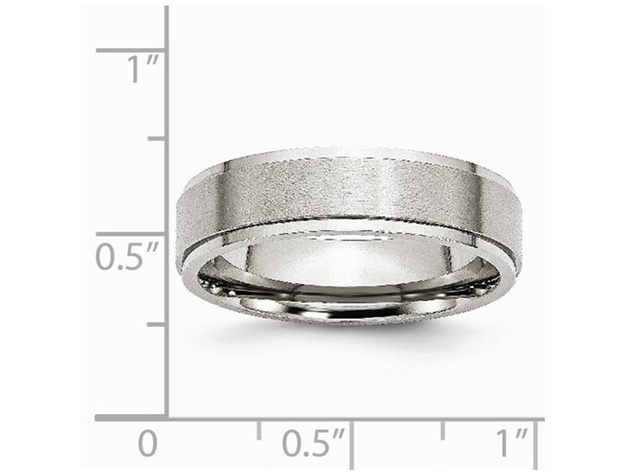 Mens Chisel 6mm Satin Stainless Steel Comfort Fit Wedding Band with Ridge - 13
