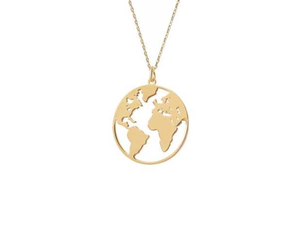 Homvare Women’s 925 Sterling Silver World Necklace - Gold