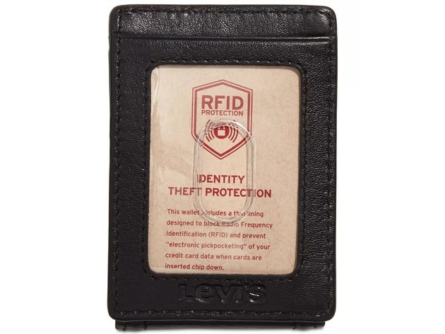 Levi's Men's Rfid Leather Front-Pocket Wallet Black Size Regular