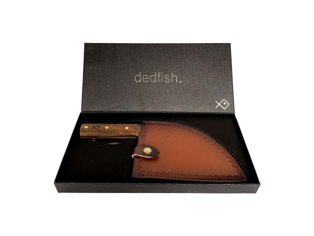 Dedfish Co. Kitchen Butcher Knife With Leather Sheath