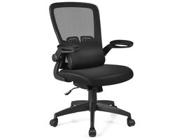 Costway  Mesh Office Chair Adjustable Height&Lumbar Support Flip up Armrest - Black