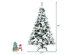 5 Foot Snow Flocked Hinged Christmas Tree w/ Berries & Poinsettia Flowers 